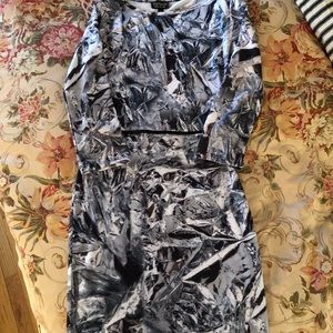 Topshop Bodycon Artistic Print Zipper Dress